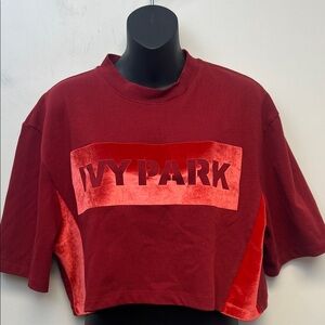 IVY PARK Cropped Sweatshirt Tee Red Velvet Size L